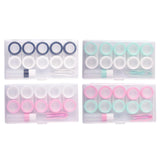 Maxbell 5 Pairs Contact Lens Storage Case Organizer L R Caps for Girls Green White