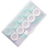 Maxbell 5 Pairs Contact Lens Storage Case Organizer L R Caps for Girls Green White