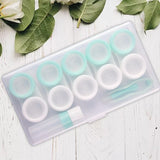 Maxbell 5 Pairs Contact Lens Storage Case Organizer L R Caps for Girls Green White