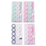 Maxbell 5 Pairs Contact Lens Storage Case Organizer L R Caps for Girls Green White