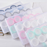 Maxbell 5 Pairs Contact Lens Storage Case Organizer L R Caps for Girls Green White