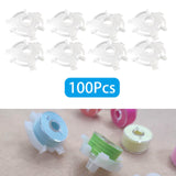 Maxbell 100 Pieces Bobbin Clamp Clips Holder Transparent for Thread Organizing