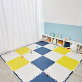 Maxbell EVA Baby Puzzle Mat Climbing Pad Floor Foam Play Mat Yellow White Blue 16