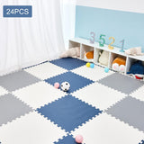 Maxbell EVA Baby Puzzle Mat Climbing Pad Floor Foam Play Mat White Gray Blue 24Pc