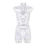 Maxbell Women Lingerie Lace Erotic Underwear Set Nightwear Sleepwear White L