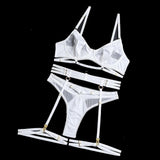 Maxbell Women Lingerie Lace Erotic Underwear Set Nightwear Sleepwear White L