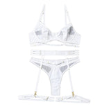 Maxbell Women Lingerie Lace Erotic Underwear Set Nightwear Sleepwear White L