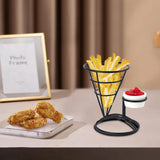 Maxbell 1x Cone Basket Durable Supplies French Fry Stand for Kitchen Party Picnic Black