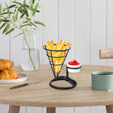 Maxbell 1x Cone Basket Durable Supplies French Fry Stand for Kitchen Party Picnic Black