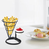 Maxbell 1x Cone Basket Durable Supplies French Fry Stand for Kitchen Party Picnic Black