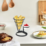 Maxbell 1x Cone Basket Durable Supplies French Fry Stand for Kitchen Party Picnic Black