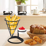 Maxbell 1x Cone Basket Durable Supplies French Fry Stand for Kitchen Party Picnic Black