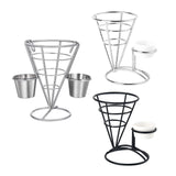 Maxbell 1x Cone Basket Durable Supplies French Fry Stand for Kitchen Party Picnic Silver 2 Cups