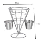 Maxbell 1x Cone Basket Durable Supplies French Fry Stand for Kitchen Party Picnic Silver 2 Cups