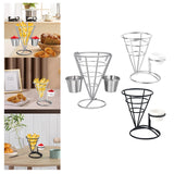 Maxbell 1x Cone Basket Durable Supplies French Fry Stand for Kitchen Party Picnic Silver 2 Cups