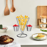 Maxbell 1x Cone Basket Durable Supplies French Fry Stand for Kitchen Party Picnic Silver 2 Cups