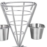 Maxbell 1x Cone Basket Durable Supplies French Fry Stand for Kitchen Party Picnic Silver 2 Cups