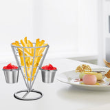 Maxbell 1x Cone Basket Durable Supplies French Fry Stand for Kitchen Party Picnic Silver 2 Cups