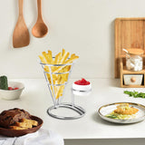 Maxbell 1x Cone Basket Durable Supplies French Fry Stand for Kitchen Party Picnic Silver