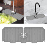 Maxbell Silicone Sink Faucet Mat Splash Catcher for Kitchen Sink Hotel Tray Gray