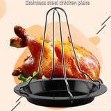 Maxbell Durable Chicken Roaster Rack Tool Stainless Steel for BBQ Indoor Outdoor Baking Pan + Brush