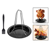 Maxbell Durable Chicken Roaster Rack Tool Stainless Steel for BBQ Indoor Outdoor Baking Pan + Brush