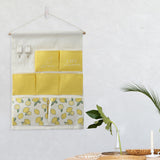 Maxbell Hanging Storage Bag Wall Door Closet Container for Living Room Organizer 7 pockets lemon