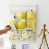 Maxbell Hanging Storage Bag Wall Door Closet Container for Living Room Organizer 7 pockets lemon