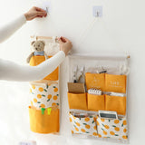 Maxbell Hanging Storage Bag Wall Door Closet Container for Living Room Organizer 7 pockets orange