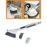 Maxbell Soap Dispensing Dish Brush with 2 Replace Heads for Pot Pan Cleaning Blue