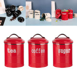 Maxbell 3Pcs Tea Coffee Sugar Canister Pantry Storage Containers for Farmhouse Red