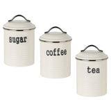 Maxbell 3Pcs Tea Coffee Sugar Canister Pantry Storage Containers for Farmhouse White