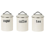 Maxbell 3Pcs Tea Coffee Sugar Canister Pantry Storage Containers for Farmhouse White