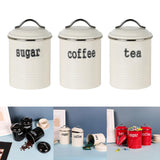 Maxbell 3Pcs Tea Coffee Sugar Canister Pantry Storage Containers for Farmhouse White