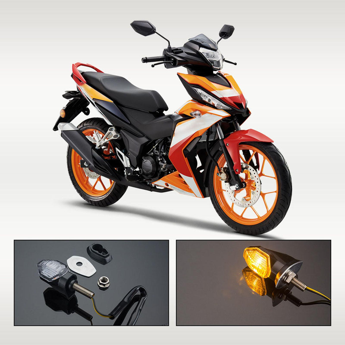 Maxbell 2 Pieces LED Turn Signal Indicator Fits for Honda RS150R Winner Transparent