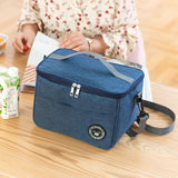 Maxbell Insulated Lunch Bag Oxford Cloth Large Capacity for Work Outdoor Dark Blue