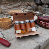 Maxbell Condiment Bottle Kit Spice Jar Camping Picnic Leather Bag Barbecue for BBQ