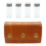 Maxbell Condiment Bottle Kit Spice Jar Camping Picnic Leather Bag Barbecue for BBQ