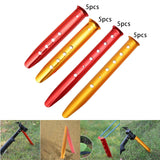 Maxbell 5Pcs Portable Tent Stakes Pegs Ground Nails Snow Sand Camping Red 23cm