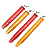 Maxbell 5Pcs Portable Tent Stakes Pegs Ground Nails Snow Sand Camping Red 23cm