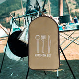 Maxbell Portable Cooking Utensils Organizer Bag Compact for Camp Travel Beige