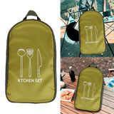 Maxbell Portable Cooking Utensils Organizer Bag Compact for Camp Travel Green