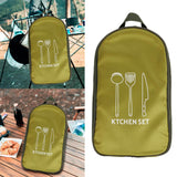 Maxbell Portable Cooking Utensils Organizer Bag Compact for Camp Travel Green