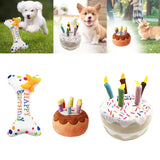 Maxbell Dog Large Birthday Cake, Bone, Present Squeaky Plush Toy Bone