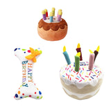 Maxbell Dog Large Birthday Cake, Bone, Present Squeaky Plush Toy Bone