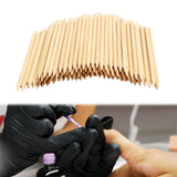 Maxbell 100Pcs Orange Wood Nail Sticks Multi Functional Double Sided for Nails