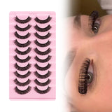 Maxbell 10 Pairs Russian Strip Lashes DD Curl Curly Eye Lashes Handmade D