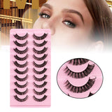 Maxbell 10 Pairs Russian Strip Lashes DD Curl Curly Eye Lashes Handmade E