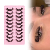 Maxbell 10 Pairs Russian Strip Lashes DD Curl Curly Eye Lashes Handmade E