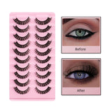 Maxbell 10 Pairs Russian Strip Lashes DD Curl Curly Eye Lashes Handmade E